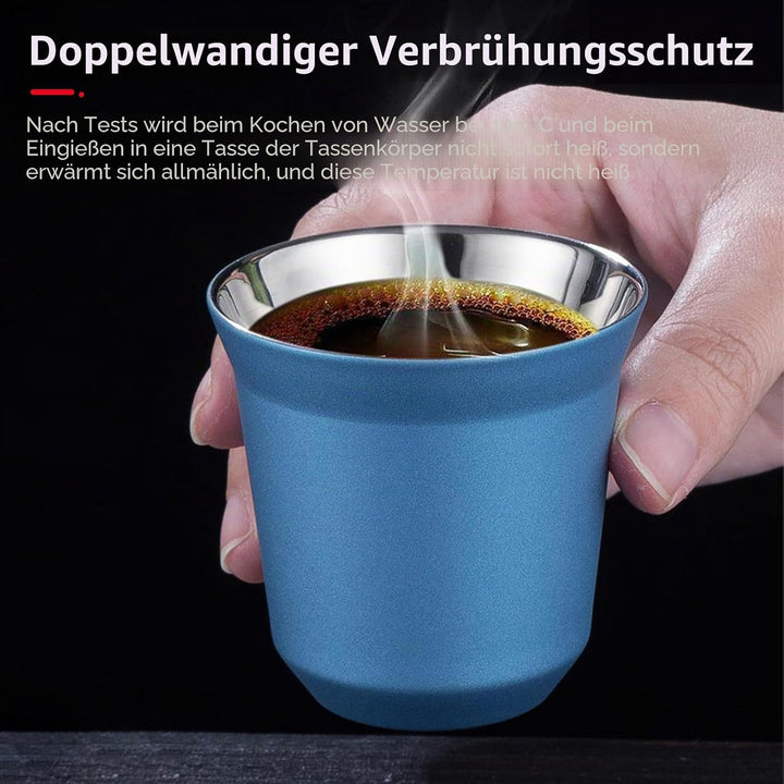 2er-Set Edelstahl Espressotassen Dickwandig, 80ml Espressotassen Aus Edelstahl, Espresso Tassen, Kaf