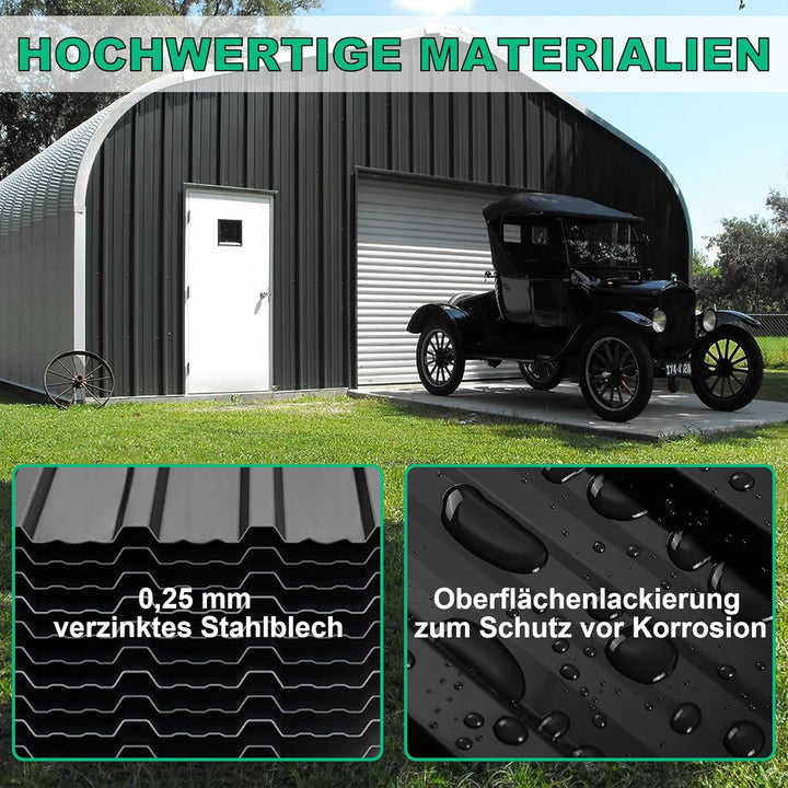 TEOV 24 Stück Trapezblech Dachplatten 115x45CM, Verzinkt Metall Dachplatten Wellblechplatten, Schwar