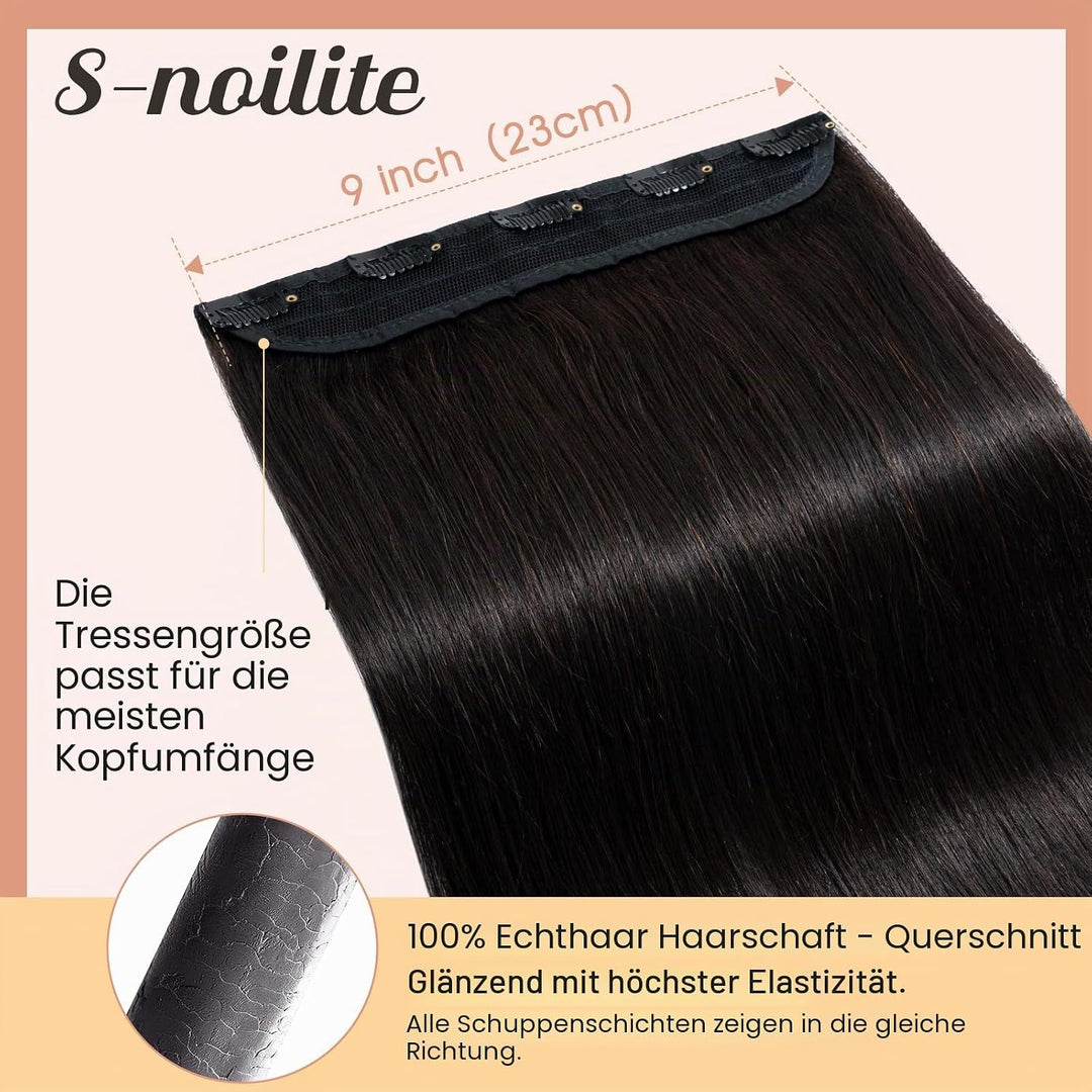 Clip In Extensions Echthaar Light Natürliches Schwarz Real human hair 1 pieces 5 clips Haarverlänger