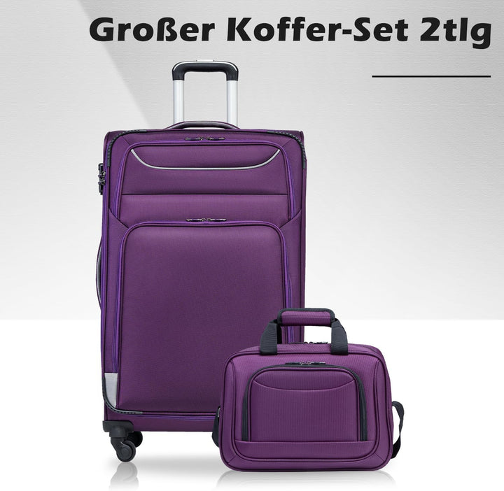 COOLIFE Koffer Trolley Koffer Reisekoffer von 4 Rollen Stoffkoffer Handgepäck TSA-Schloss Der Koffer