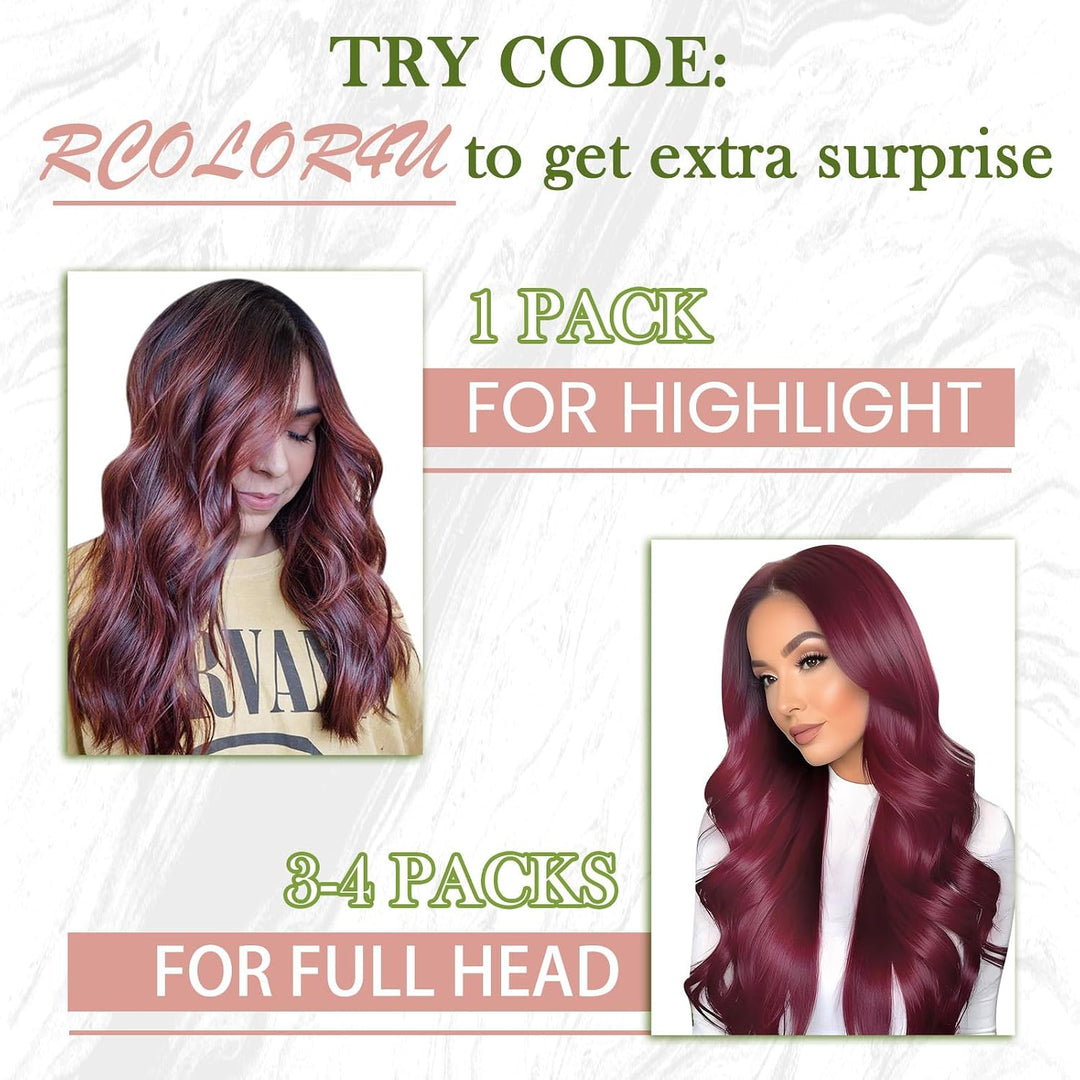 RUNATURE Echthaar Extensions Tape Rot Extensions Echthaar Tape Burg Menschliches Haar 40cm 10 Stück