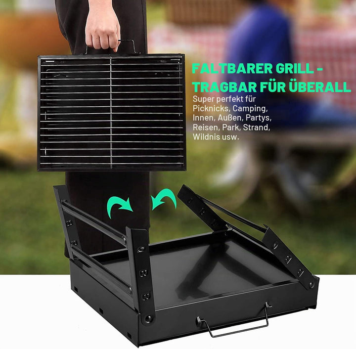 Faltbarer tragbarer Grill, Holzkohlegrill, Grill, Schreibtisch, Tischplatte, Outdoor, Edelstahl, Smo