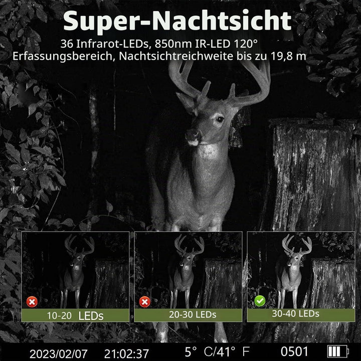 Wildkamera WLAN mit Handyübertragung APP, 4K Video Wildtierkamera, 36MP Full HD WLAN Wildkamera mit