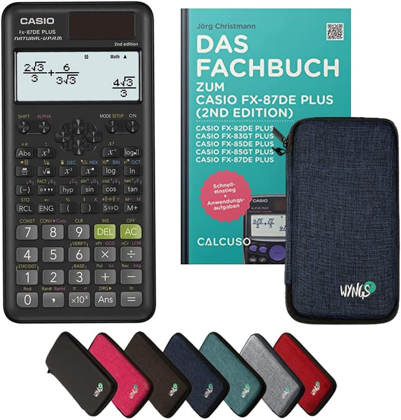 CALCUSO Standardpaket: Casio FX-87DE Plus 2 technisch-wissenschaftlicher Taschenrechner + WYNGS Schu