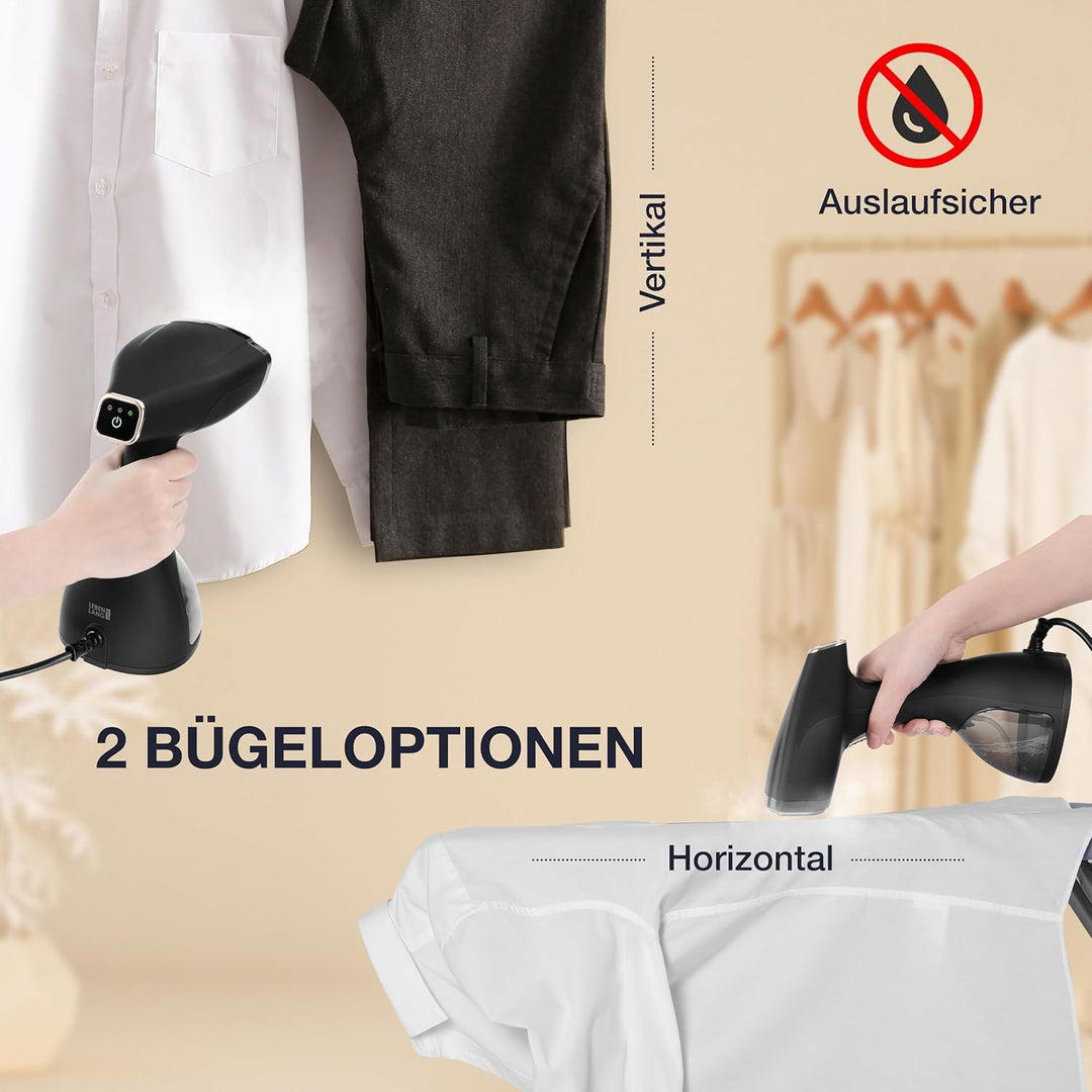 LEBENLANG Steamer Dampfglätter ( 1500W, 300ml, Quick & Go Automatik ) LCD Hand Dampfbürste Dampfglät