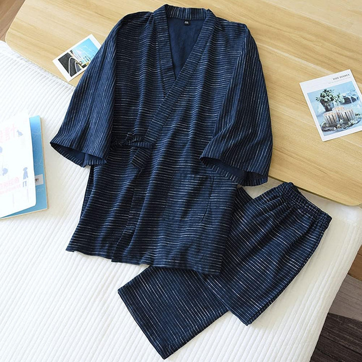 un-brand Japanischer Kimono-Baumwoll-Hanfu-Pyjama-Anzug für Herren in Übergrösse Taoistische Kleidun