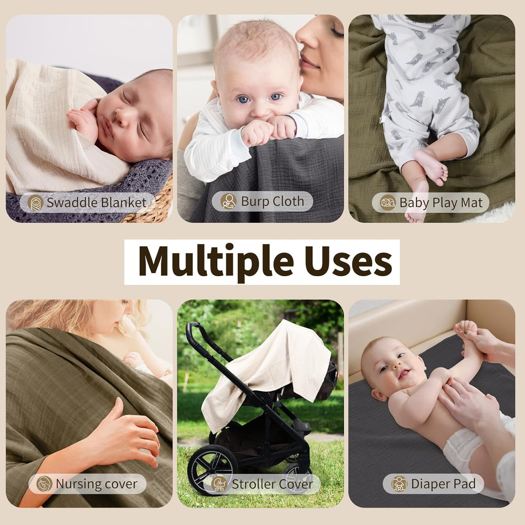 Peepeemax Baby Pucktuch für Neugeborene, Grosse Musselin Tuch 100x100cm, Weich Atmungsaktiv Baumwoll