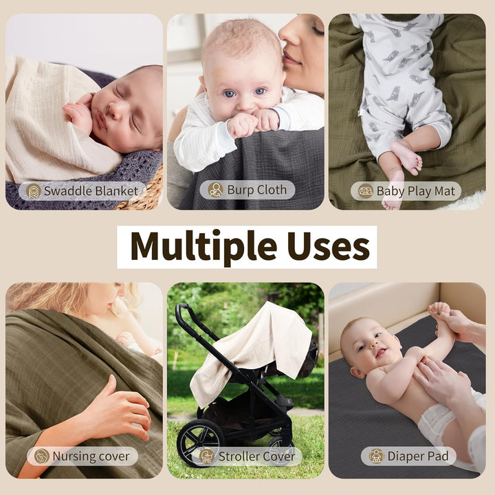 Peepeemax Baby Pucktuch für Neugeborene, Grosse Musselin Tuch 100x100cm, Weich Atmungsaktiv Baumwoll