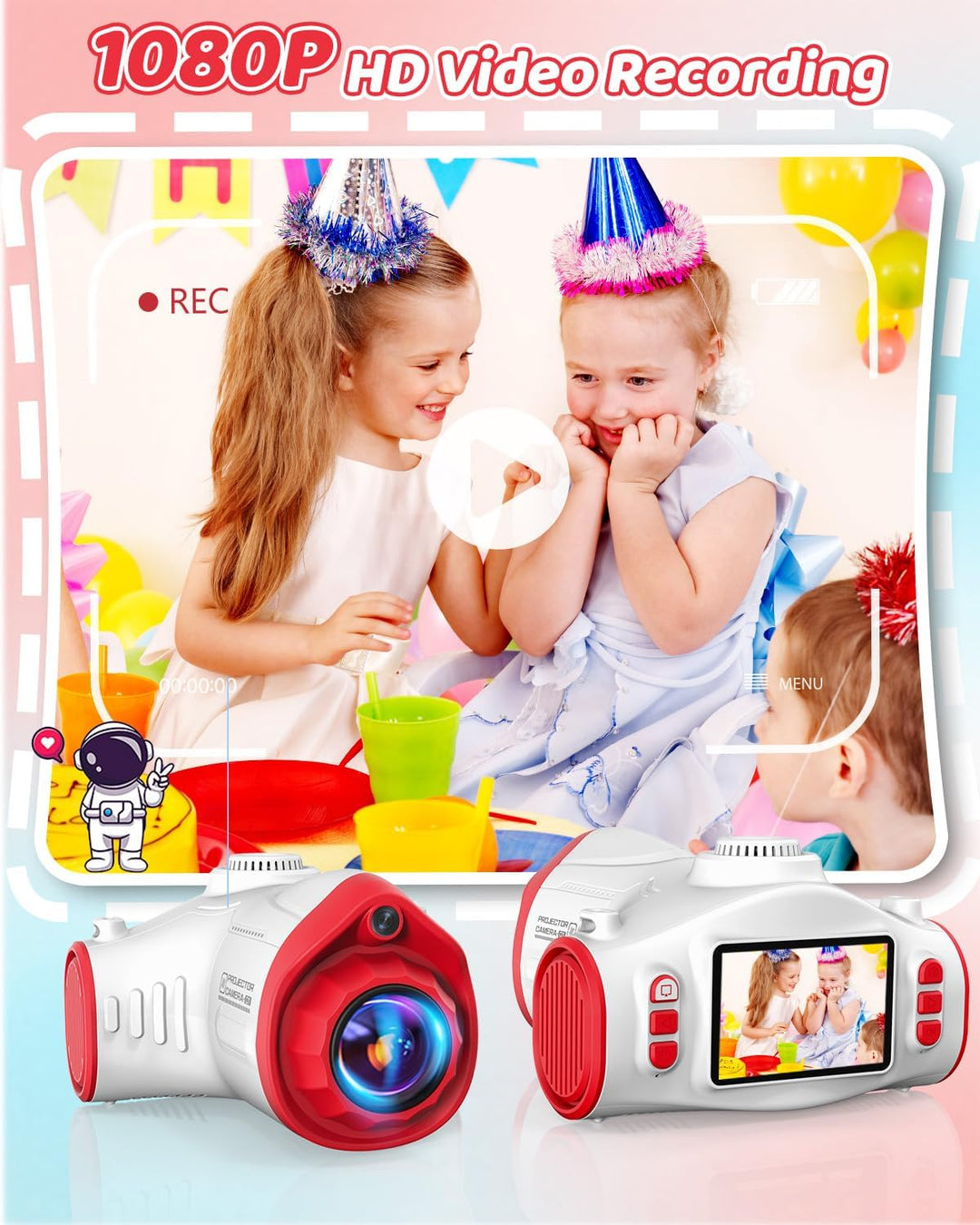 Kinderkamera, Usteetic 3 in 1 Beamer Projektor Kamera für Kinder 1080P Digitalkamera Kinder Fotoappa