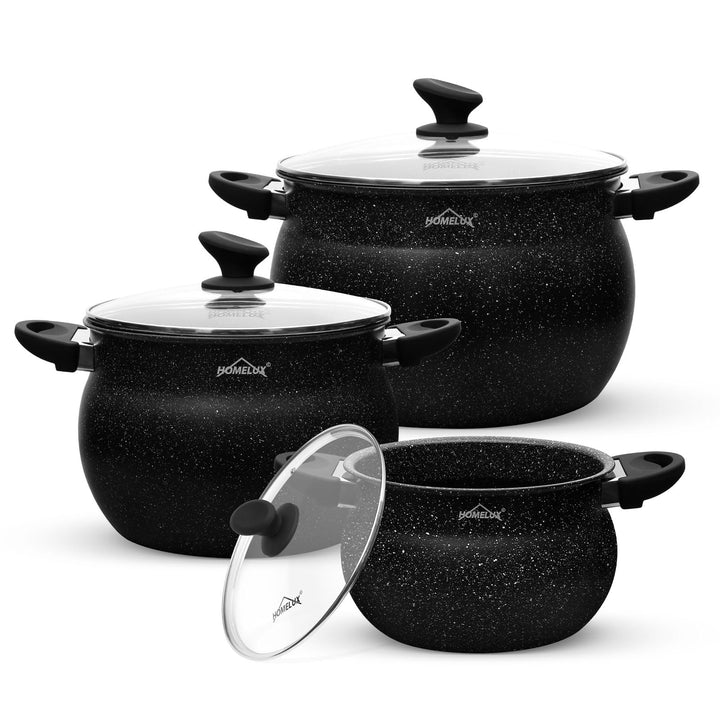 Homelux Topfset mit Glasdeckel, 20cm,4L, 24cm,8L, 28cm,12.5L, Kochtopf Induktions Töpfe Set, mit Ant