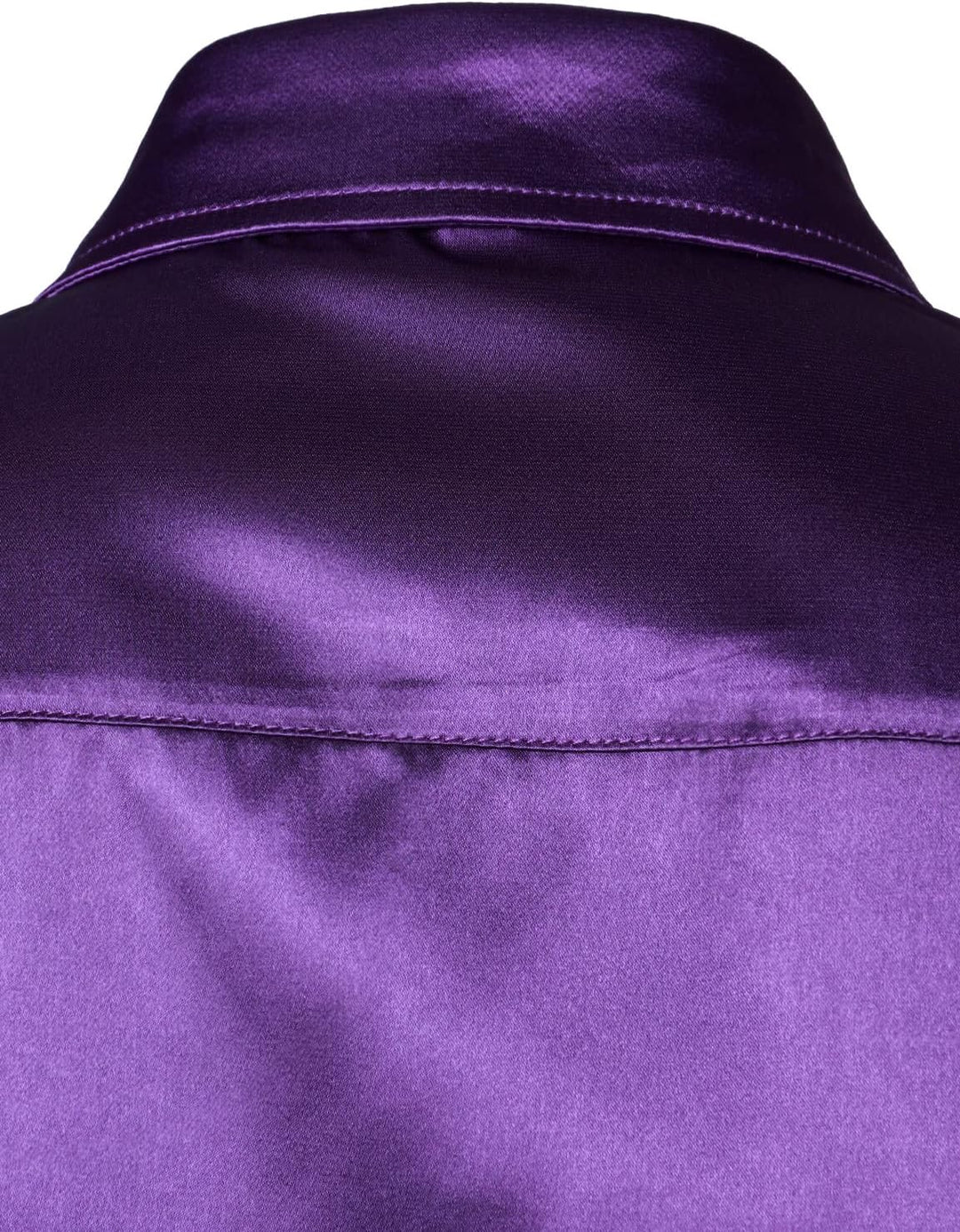 Herren Glänzend Slim Fit Satin Langarmhemd Frezeit Business Hemd für Party Nachtclub, Dunkelviolett