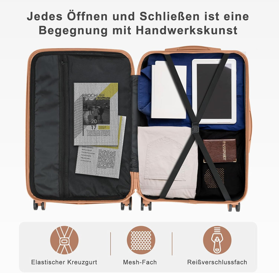 LALAHO Kofferset 4 teilig Hartschale, Koffer Set aus ABS, Reisekoffer mit Rollen Gross, Hartschalenk