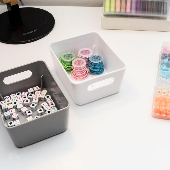 12x Ordnungsboxen - 6cm hoch - GRAU - 12,5x10x6cm - 1 Liter - Ordnungskorb - Schubladenorganizer Sch
