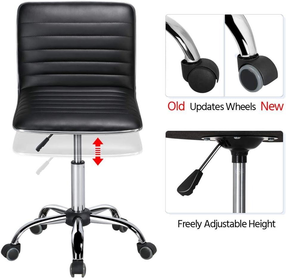 Yaheetech Bürostuhl Drehstuhl ergonomischer Schreibtischstuhl, Drehsessel mit Rollen, ohne Armlehne,