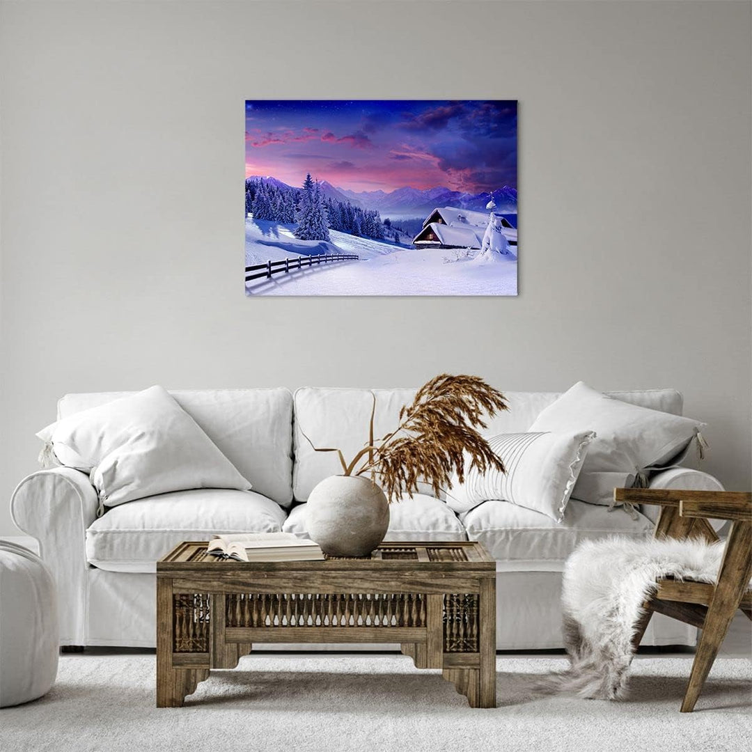Bilder auf Leinwand Winter Landschaft Frost Schnee Leinwandbild 70x50cm Wandbilder Dekoration Wohnzi