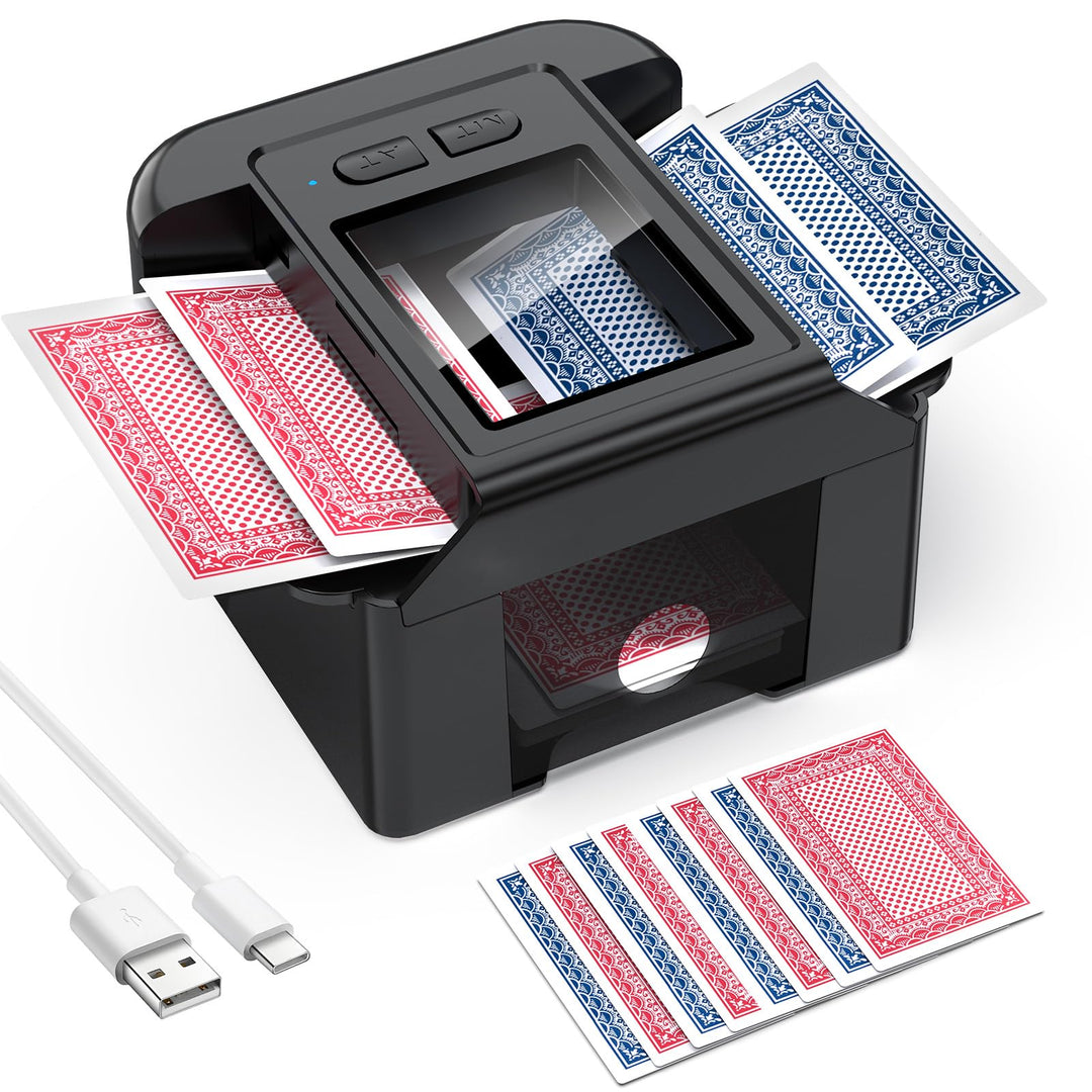 Kartenmischmaschine Elektrische, Mischmaschine für 2 Decks, Aufladbarer 2000 mAh Automatischer Karte