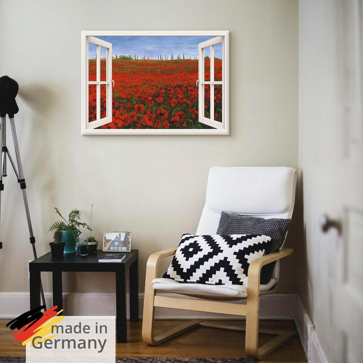 ARTland Leinwandbilder Wandbild Bild auf Leinwand 100x70 cm Landschaften Fensterblick U1TK 4 Jahresz