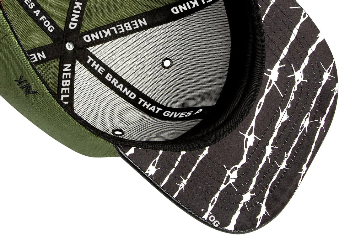 Nebelkind Snapback Cap Schwarz Grün Barbed Wire Stacheldraht Grössenverstellbar Unisex One Size