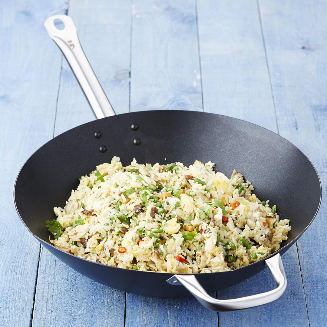 Point-Virgule Wok Pfanne mit Antihaft Beschichtung und Edelstahlgriff für Wok-Grillgerichte zu berei