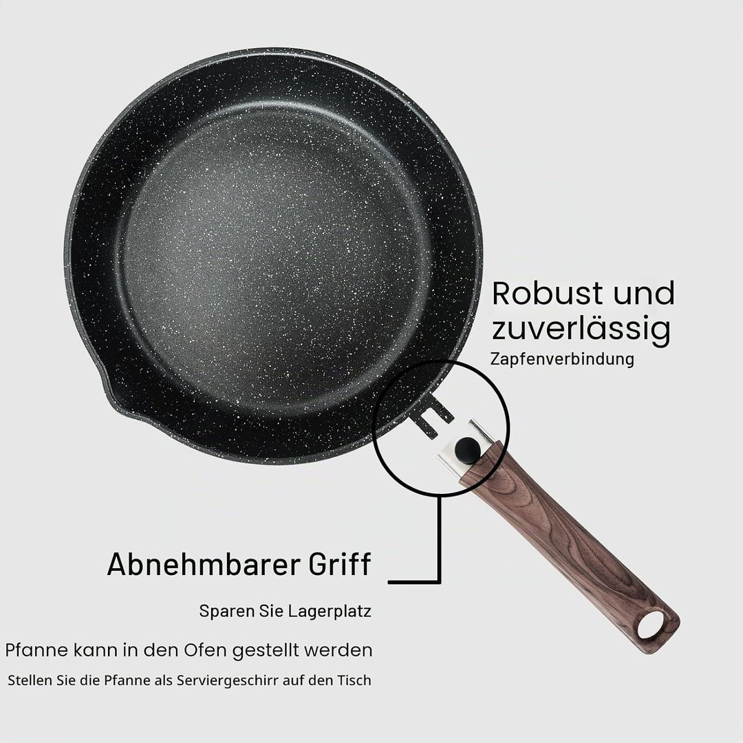 Kordisen Antihaft-Bratpfanne mit Deckel, 28 cm Induktion Sautepfanne mit Abnehmbarem Holzgriff, Gran