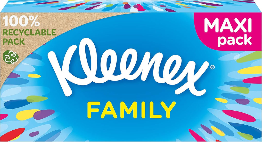 Kleenex Family Kosmetiktücher-Box, für den täglichen Gebrauch, 2-lagig, 15 Boxen je 128 Tücher blanc