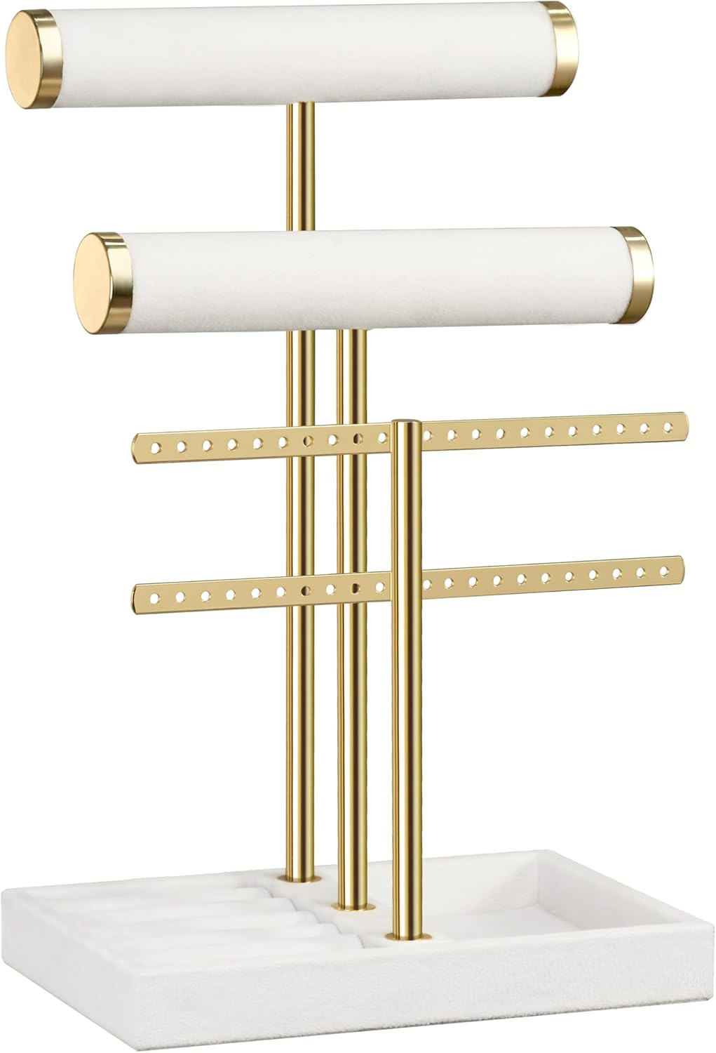 Schmuck Organizer mit 3 Ebenen - Weiss Schmuckständer Armbänder, Abnehmbarer T-Steg Schmuck Ständer,