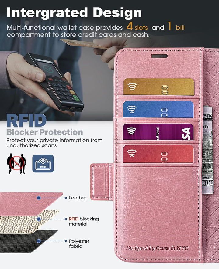 OCASE Hülle Samsung Galaxy Z Fold 5 5G Handyhülle mit [S Pen Halter] [Grenzschutz] [Premium PU Leder