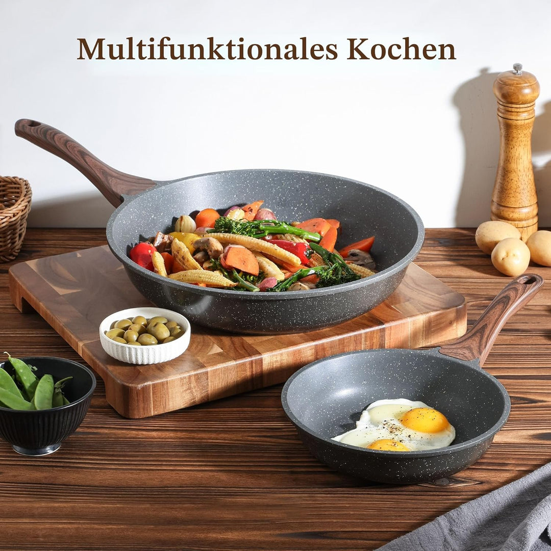 SENSARTE 28cm Antihaft Bratpfanne Skillet, Schweizer Granit Beschichtung Omelette Pfanne, Gesunde St
