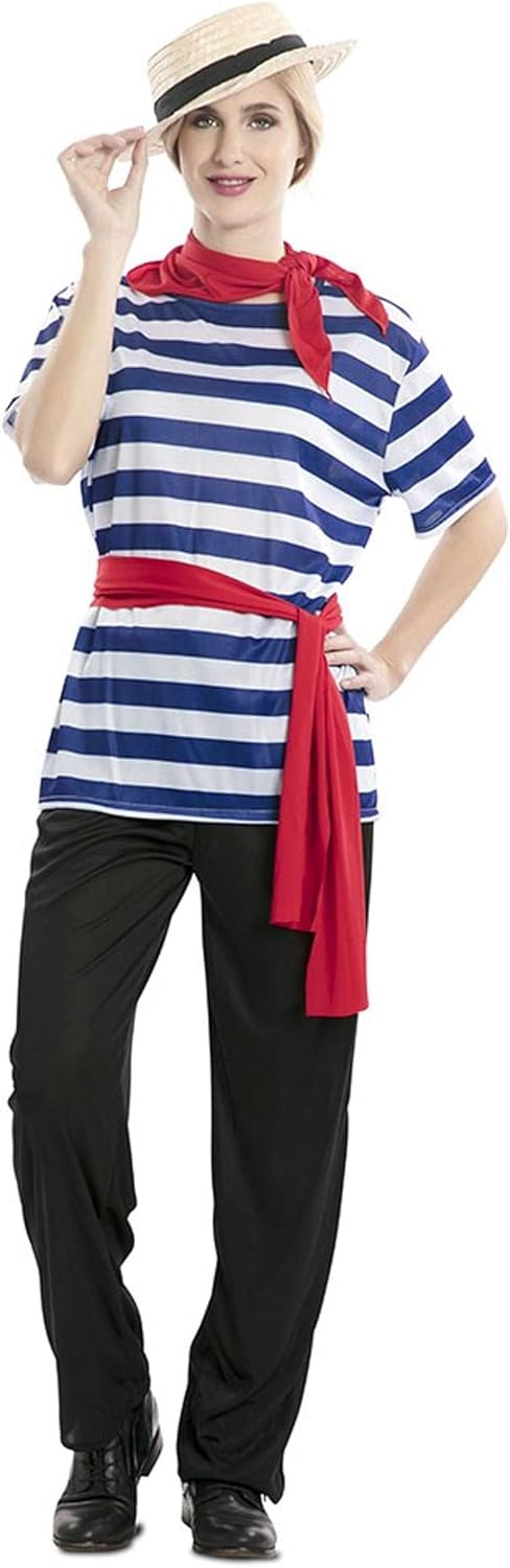KULTFAKTOR GmbH Gondolier-Kostüm für Herren Faschingskostüm schwarz-blau-rot - S