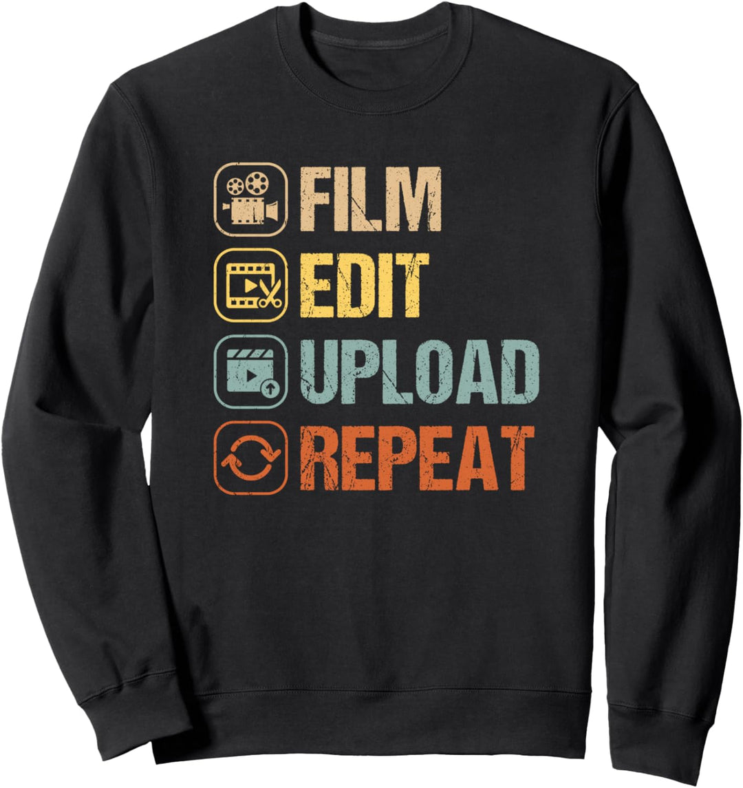 Filmschnitt Wiederholung Kinematographen Movie Maker Filmema Sweatshirt
