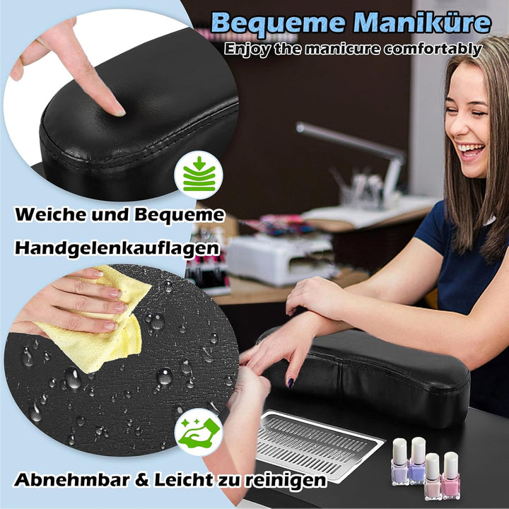 LZQ Nageltisch mit Absaugung Maniküretisch Faltbare mit Nagelstaubsauger Mobilesmanikürtisch für Sta