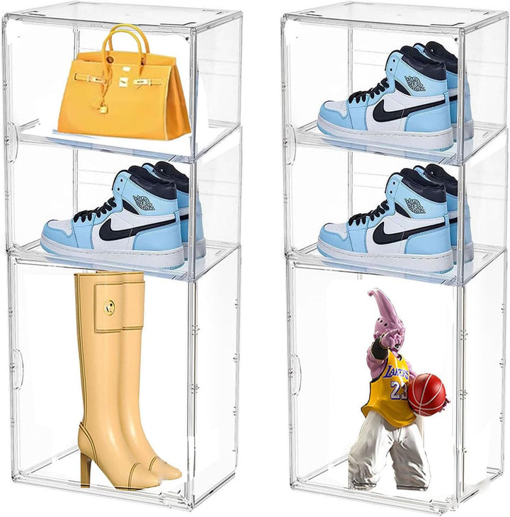 Klare Schuhbox, Aufbewahrungsbox, Stapelbare Acryl Schuhschrank, Mit magnetischer Tür, Layered, Geei