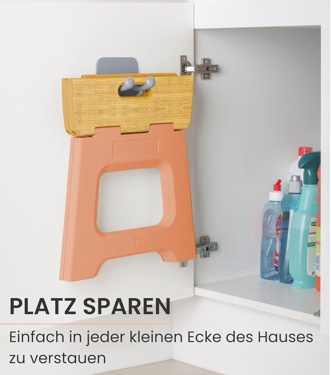 Vigar Kompakte Tritthocker Klappbar für Erwachsene, 32 cm, Klapphocker Faltbar 150 kg rutschfest, Le