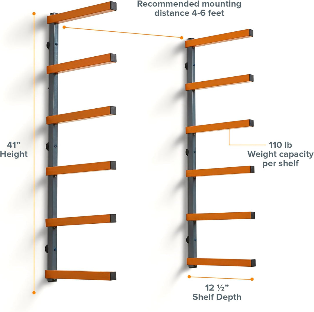 Bora Holzorganizer und Holzaufbewahrung Metallregal mit 6-stufiger Wandhalterung - Innen und Aussen