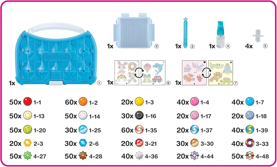 Aquabeads 35087 Bastelstudio Starter Set – Wasserperlen Bastelset im Koffer zum Mitnehmen für Kinder
