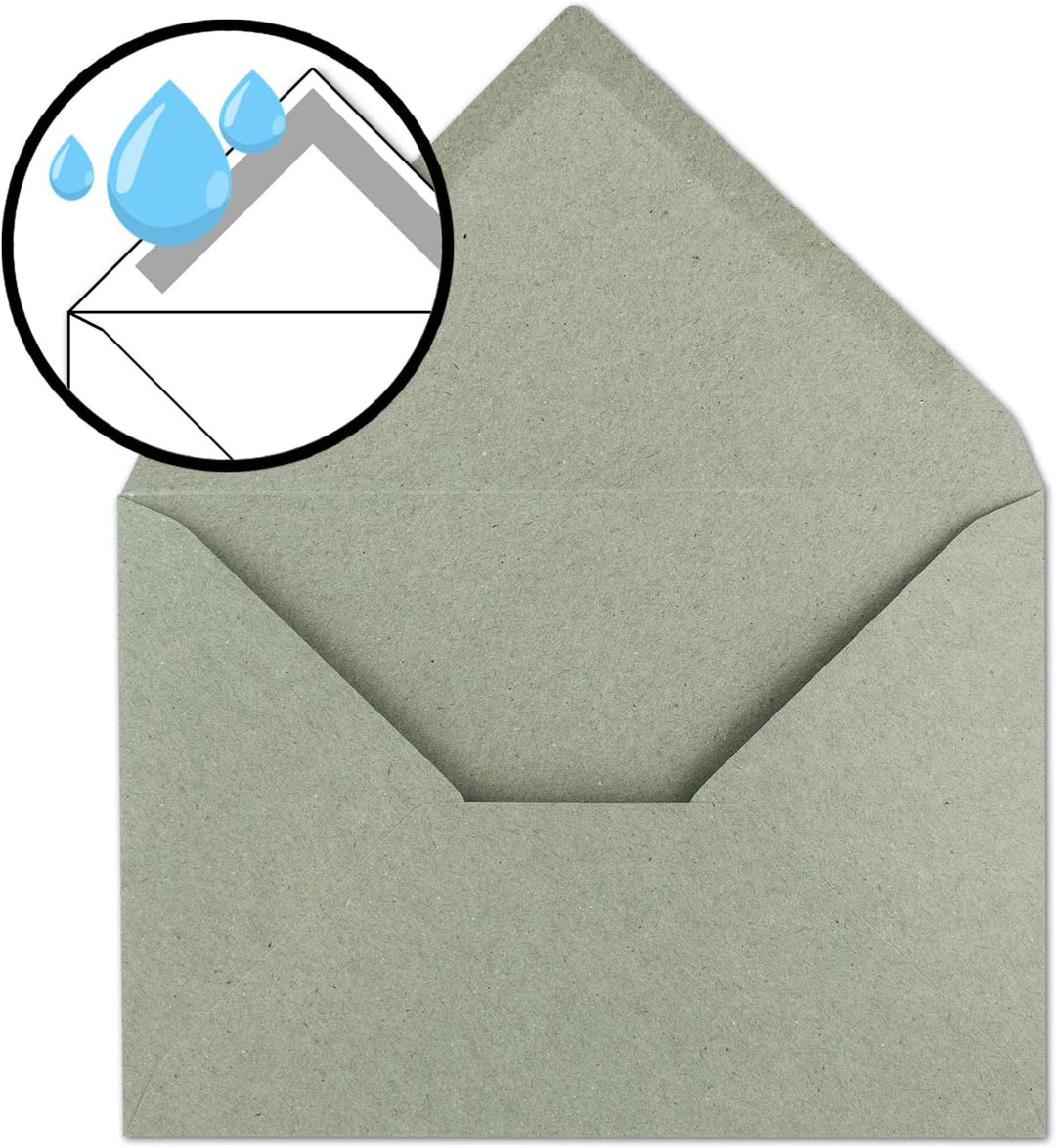 300x Vintage Brief-Umschläge DIN C5 Kraftpapier 120 g/m² - 157 x 225 mm - grau Recycling - Nassklebu