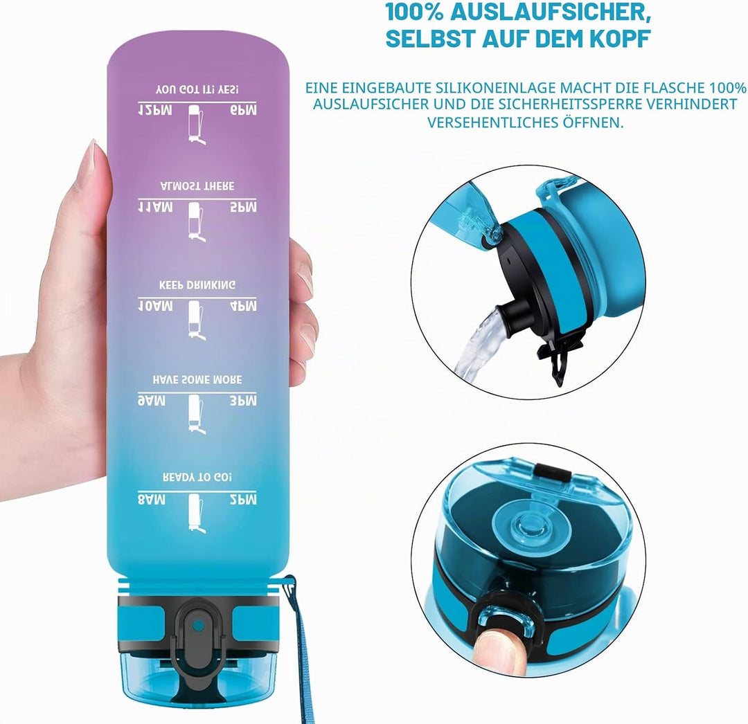 Vikaster Trinkflasche Sport, 500ml / 1L / 1,5L BPA-frei Tritan Auslaufsicher Kunststoff Wasserflasch