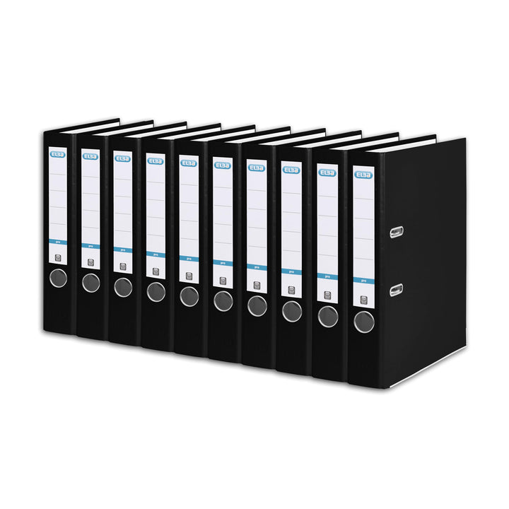 Elba Ordner A4, Smart Pro, 5 cm schmal, Kunststoff aussen, schwarz, 10 Stück, schwarz