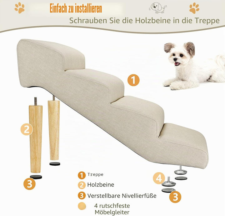 Senneny Hundetreppe aus Kunstleder, wasserdicht, Kratzfest, mit hochdichtem Schaumstoff und abnehmba
