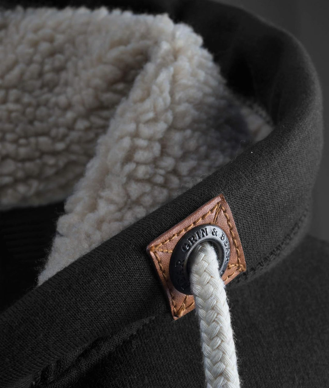Grin&Bear Herren Kontrast Kapuzenpullover Kapuzenjacke Hoodie mit Teddy Fleece Kapuze GEC473 XL Schw