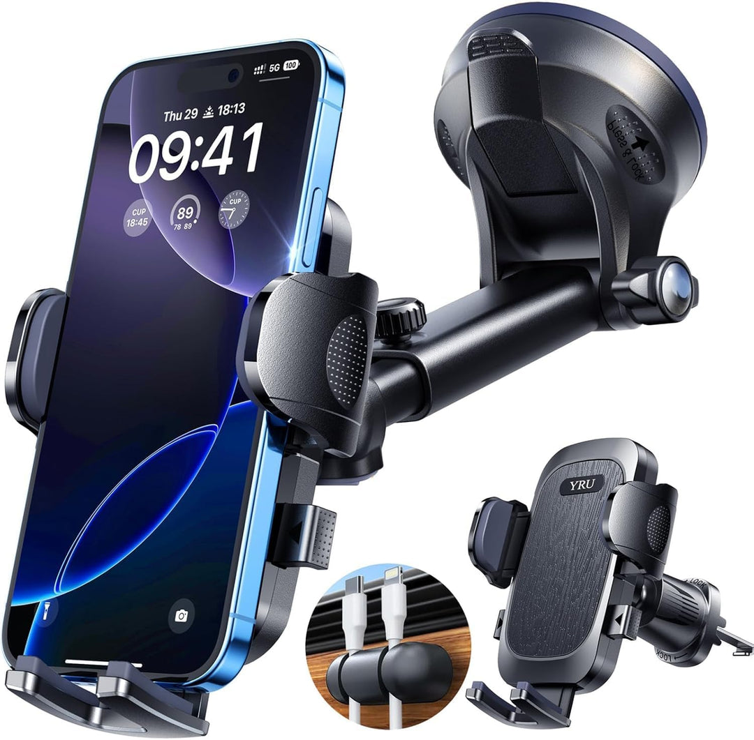 Handyhalterung Auto [2024 Best] Handy Halterung Auto [Stärkst Saugnapf & Clip] Universal Auto Handyh