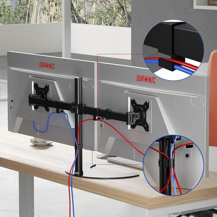 Duronic DM15D2 Monitorarm | Standfuss für 27" Zoll Bildschirm | Höhenverstellbar | 8kg Belastbarkeit