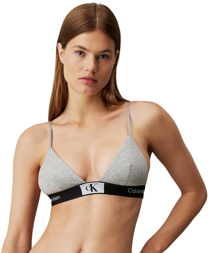 Calvin Klein Damen Bikini Oberteil Triangel Unlined Weiche Cups S Grau (Grey Heather), S Grau (Grey