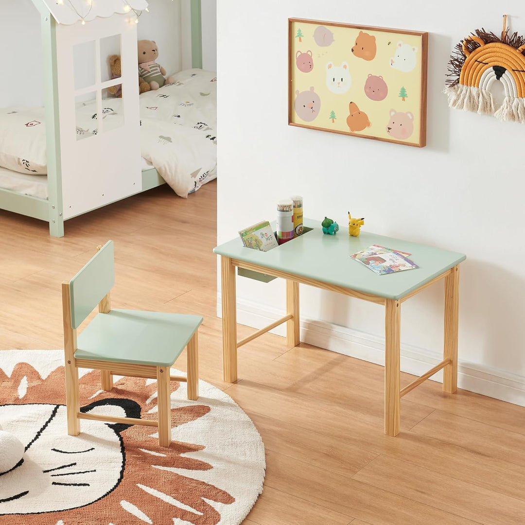 [en.casa] Kinderschreibtisch Set mit Stuhl Skjåk Kindertisch mit integriertem Fach Schreibtischstuhl