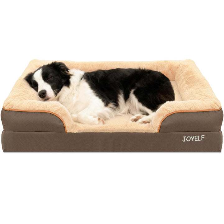 JOYELF Hundebett für grosse Hunde, Schaumstoff-Sofabett, Tierbett mit Kissen und Rutschfester Unters