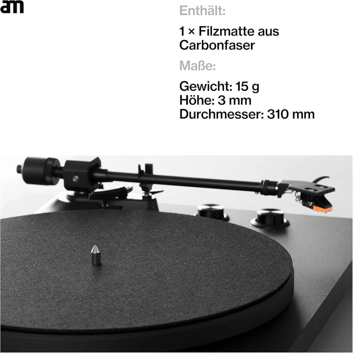 Premium Antistatische Plattenspielermatte - Anti-Static Record Mat aus Carbonfaserfilz für Turntable