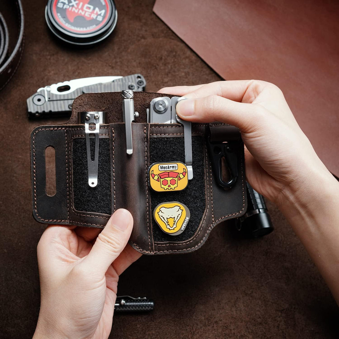 VIPERADE PL3 Multitool Scheide Lederscheide mit DIY Patch Bereich,EDC Taschen Organizer für Herren f