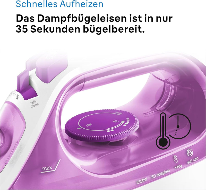 Braun TexStyle 3 SI 3030 PU Dampfbügeleisen - Bügeleisen mit FreeGlide 3D Bügelsohle, Selbstreinigun