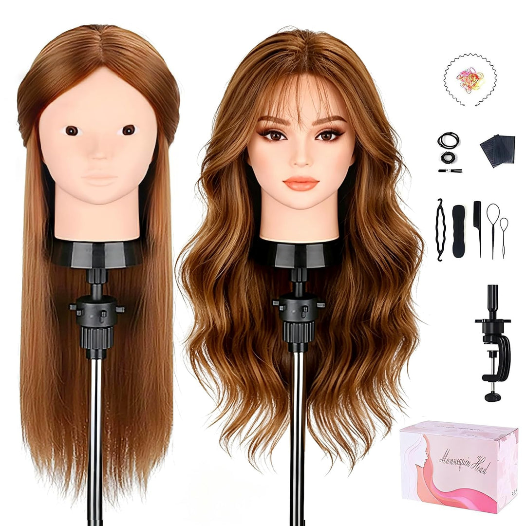 TopDirect 60cm/23.5 Zoll 80% Echthaar Haar Frisierkopf Schminkpuppe Kopf, Bilden Make-up Friseur Übu
