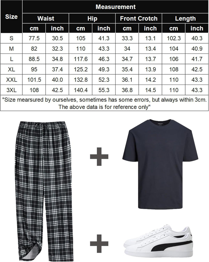 Ekouaer Pyjama Hose Herren Kariert Schlafanzughosen Lang Hosen Männer Schlafhose Loungewear und Nach